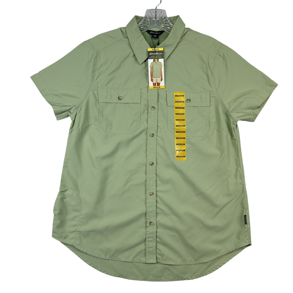 Eddie Bauer Shirt Womens Medium Adventure Short Sleeve Utility Outdoor Green